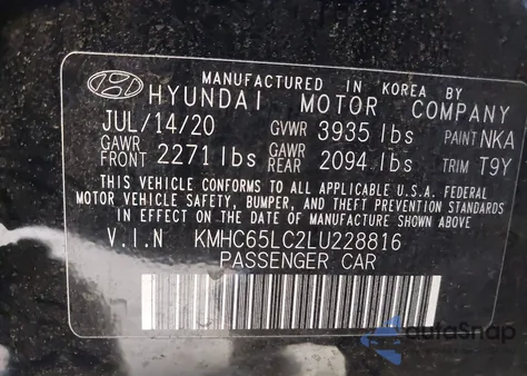 2020 Hyundai Ioniq Hybrid Blue from USA, damaged, VIN KMHC65LC2LU228816